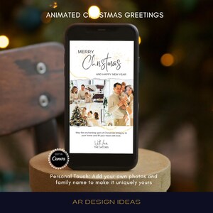 Cartão de Natal Digital Animado Editável. Cartão de Natal Personalizável. Modelo Canva Feliz Natal Personalizado