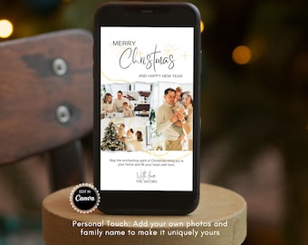 Plantilla de tarjeta navideña animada: Saludos navideños personalizables (descarga digital)