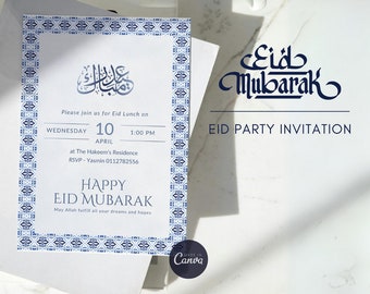 Invitación digital editable para la fiesta de Eid. Invitación personalizada para la fiesta de Aqiqah. Invitación digital imprimible para el Majlis Tahlil.