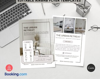 Editable Short Term Rental Flyer Templates - Customizable Vacation Rental Marketing Flyers. AirBNB Instagram Post