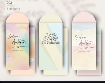 Sobre de dinero Eid editable, plantilla de sobre Eid, plantilla de sobre de dinero imprimible, Sampul Hari Raya, Eid Mubarak, Selamat Hari Raya
