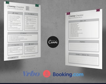 Plantilla de lista de verificación de limpieza de Airbnb: plantilla editable en Canva para anfitriones de alquileres vacacionales