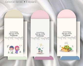 Plantilla editable de sobre para el Eid Mubarak: Diseño celestial (descarga digital)