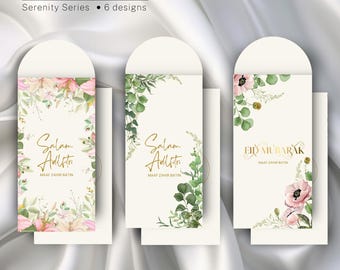 Sobre de dinero personalizable para Eid, plantilla de sobre para Hari Raya, plantilla de sobre de dinero imprimible, Sampul Duit Raya, sobre de dinero