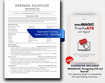 ATS Resume Template: Customizable Professional CV, Cover Letter (Word, Google Docs)