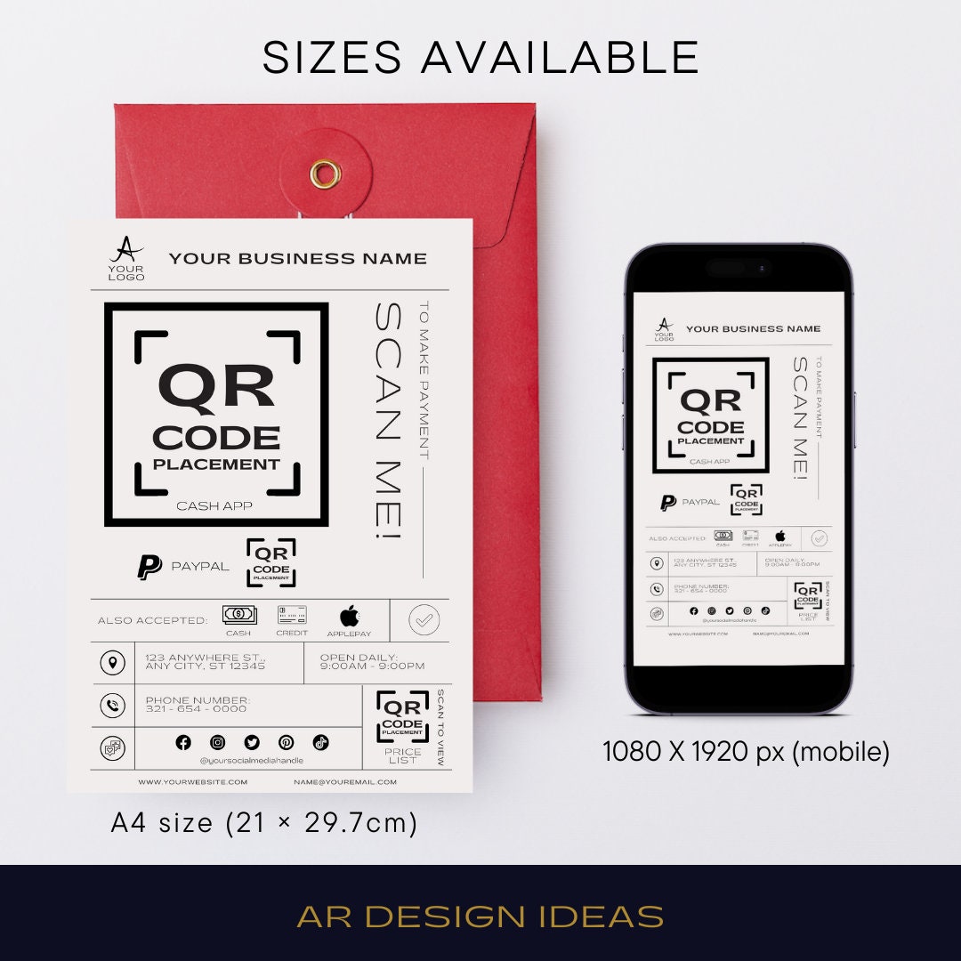 Editable Qr Permit Scan Editable Scan to Pay Sign: Small Business QR Code Template (canva) - Etsy