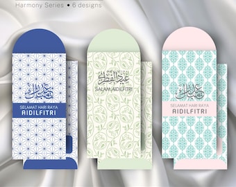 Plantilla editable de sobre para el Eid: Serie Pastel Harmony (Descarga digital)