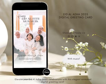 Eid Al Adha Photo Card Template: Minimalist Digital Greeting (MP4 & PDF Downloadable)