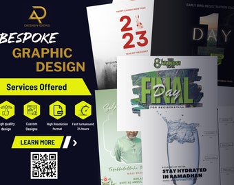 Servicio de diseño gráfico personalizado: entrega rápida, diseño de carteles personalizados, calidad profesional.