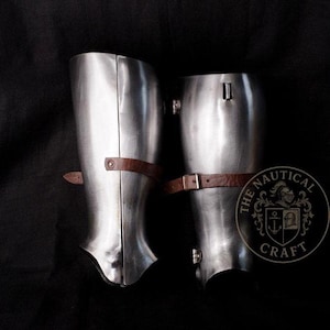 Steel Closed Greaves | Medieval Leg Armor for Reenactment, LARP & Cosplay | Handmade Combat-Ready Armor