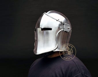 Handmade Steel Helm - Medieval Crusader Knight Armor, LARP SCA