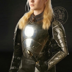 Handmade Steel Female Knight Armor: Medieval LARP Cosplay Costume
