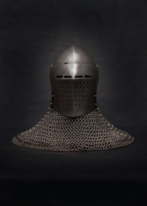 Spoleto Bascinet Helmet: Medieval Combat-Ready SCA Buhurt Armor