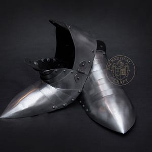 XIV Century Sabatons - Medieval Steel Armor Shoes for LARP, Reenactment, Cosplay & Collectors