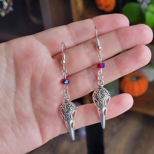 Gothic Raven Skull Earrings