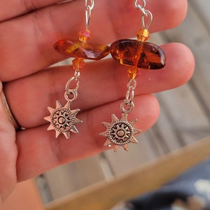 Amber sun crystal earrings