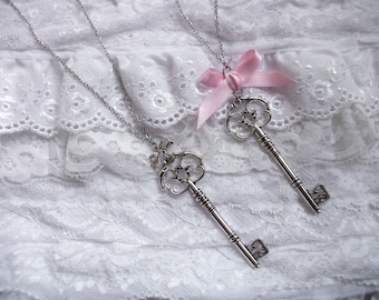 Secret Key & Bow Stainless Steel chain necklace