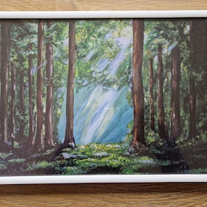 Impresión de bosque, paisaje, cartel de bosque, decoración de pared, árboles