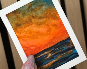 Tarjeta de arte en miniatura ACEO original n.° 14 “chispa naranja” (tarjeta coleccionable), pintura en miniatura.