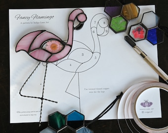 Stained Glass Fancy Flamingo Pattern