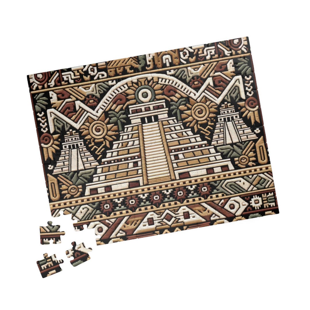Aztec Pyramid Artwork Puzzle | Tribal Pattern Jigsaw - Etsy
