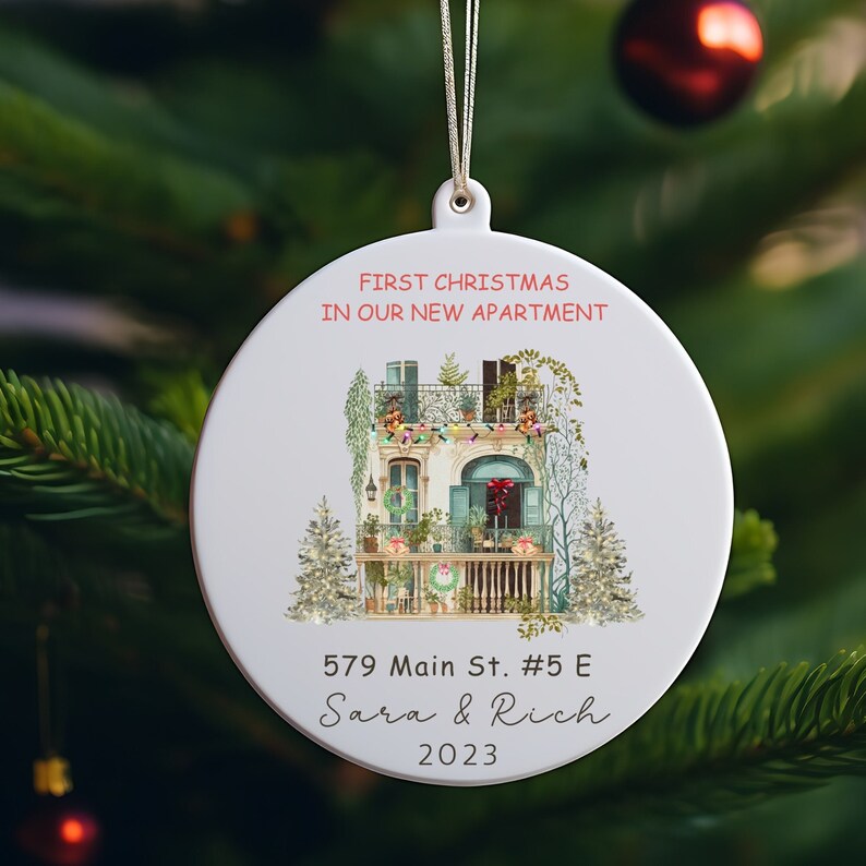 New Home Ornament Personalized New Home Christmas Ornament Watercolor