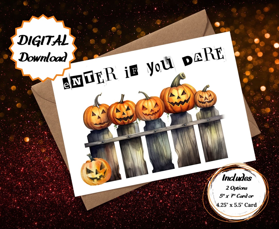 Halloween PRINTABLE Greeting Card, Instant Download 7x5 Inch Card ...