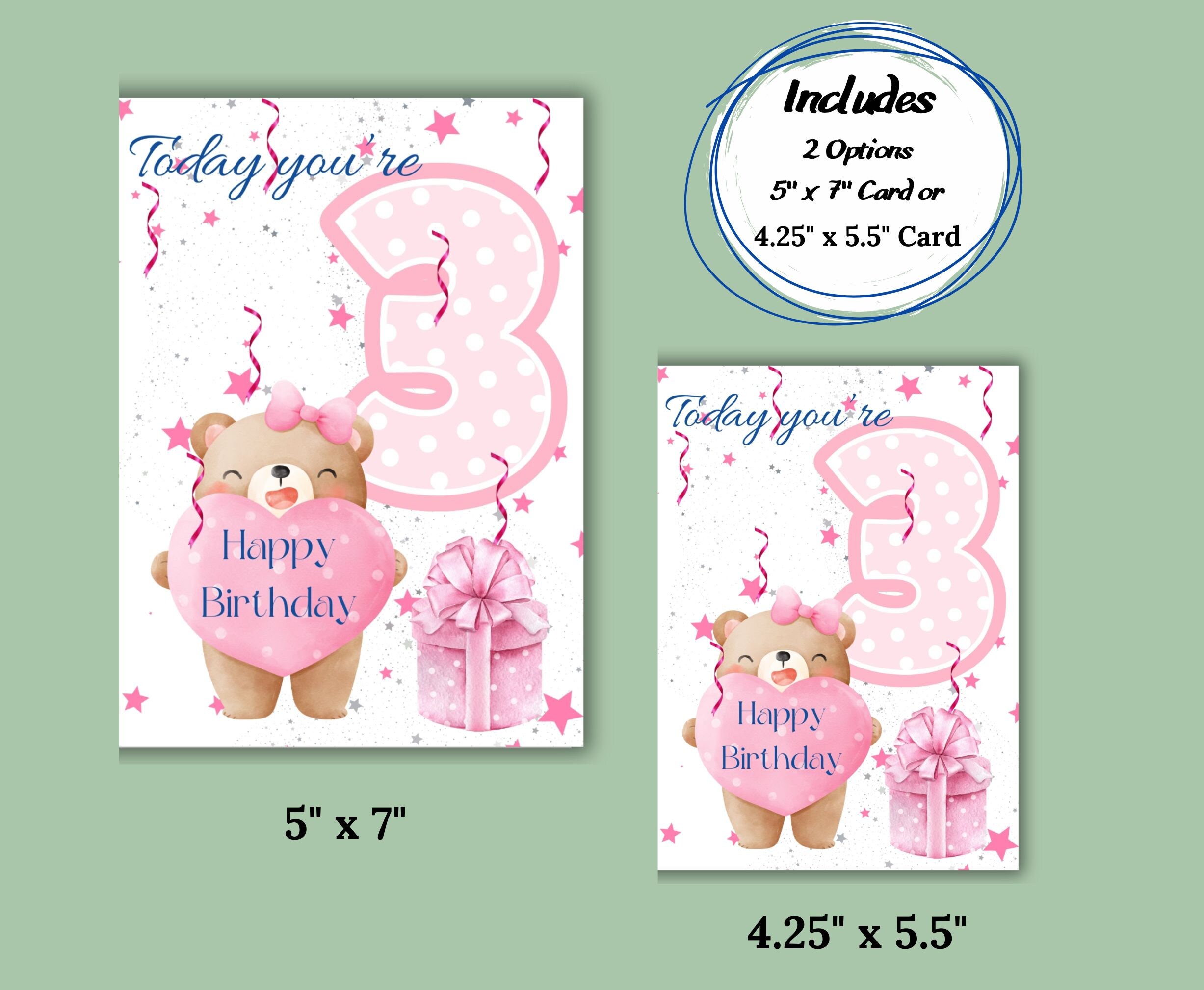 Baby 3rd Birthday Printable Greeting/invitation Card