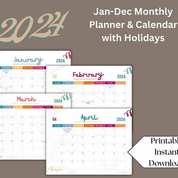 2024 Fun Holidays Calendars Etsy