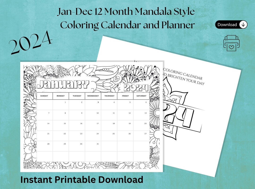 2024 Mandala-Kalender zum Ausdrucken mit 12 Monaten zum - Etsy.de