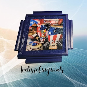 Mesa de Domino pequeña (17x17) Imagen de Puerto Rico,exclusiva