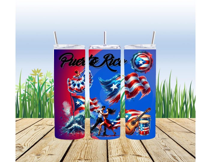 Puerto Rico 20 oz thermal sublimated tumblers