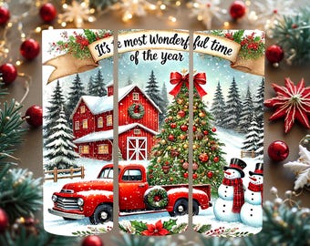 Red truck (Christmas) label for cups and more