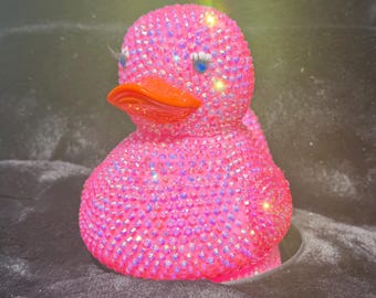 Handmade Pink Bling Duck Decoration – Rhinestone Centerpiece Accent