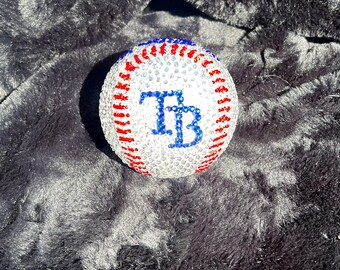 Custom Bling Baseball: Tampa Bay Rays Inspired Decorative Sports Ball