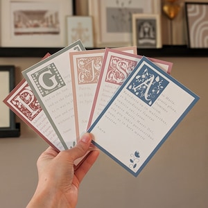 Latin and English Illuminated Prayer Cards: Set of 5