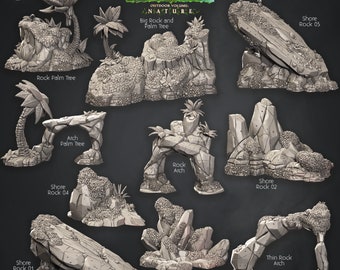 Strandgrundstück - Strandfelsen und Palmen