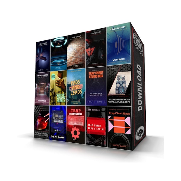 Trap Chart Bundle 28000+ Samples (15 Volumes) in WAV Format for Ableton, Logic, FL Studio, Cubase Pro Tools Digital Download Instant