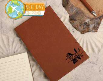 Personalized Journal with Monogram Engraving, Laser Engraved Monogrammed Notebook with Name Font, Business Gifts, Customized Journal