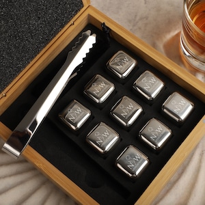Custom Engraved Bamboo Whiskey Stone Set, Whiskey Gift, Mens Gift, Man ...