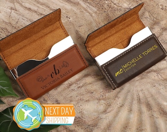 Personalized Faux Leather Business Card Holder, Corporate Gift