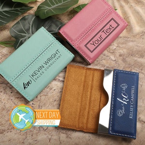 Tarjetero personalizado, tarjetero personalizado, tarjetero de cuero, billetera para hombre, billetera para mujer, billetera delgada para tarjetas, regalo minimalista