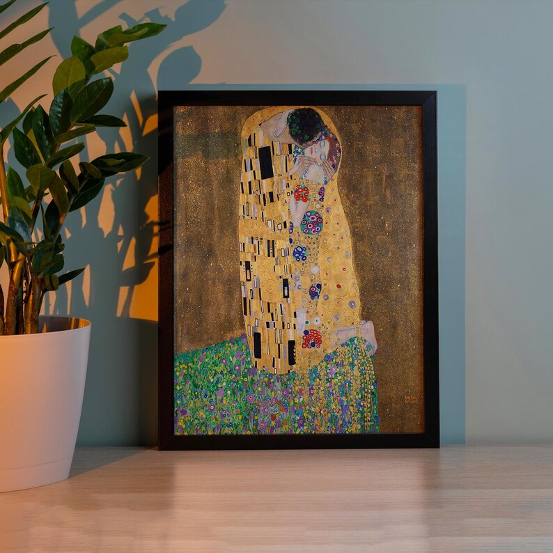 Gustav Klimt Artwork Print, the Kiss Painting by Gustav Klimt, Famous ...