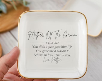 Mother of the Groom Trinket Dish, Sentimental Quote Ring Dish, Personalized Jewelry Holder, Gift from Bride, Custom Gift, Thoughtful Gift