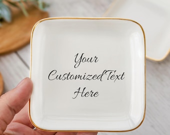 Customizable Text Trinket Dish, Personalized Quote Jewelry Dish, Ceramic Ring Dish, Trinket Tray, Jewelry Storage, Unique Gift, Home Gift