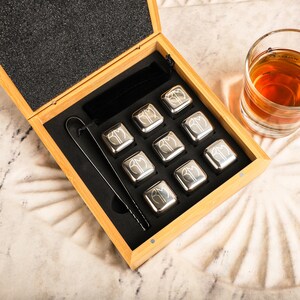 Custom Engraved Bamboo Whiskey Stone Set, Whiskey Gift, Mens Gift, Man ...
