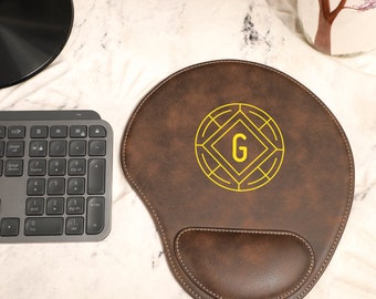 Personalized Leather Mousepad, Custom Leather Pad, Employer Gift, Leather Mouse Pad, Leather Computer Desk Pad, Engraved Mouse Pad