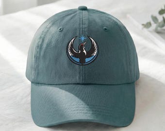 Phoenix Bird Embroidered Hat, Mythical Black Swan Cap, Gothic Minimal Logo Hat, Fantasy Symbol Hat, Baseball Cap, Unisex Gift, Bday Gift