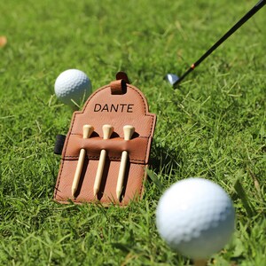 Personalized Golf Tee Holder, Customed Golf Tee Holder, Leather Tee Holder, Groomsman, Custom Golf Accessories, Engraved Leather Golf Set image 4