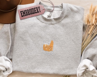 Embroidered Sweatshirt, Whiskey Aesthetic Hoodie, Whiskey Drinker Sweatshirt, Minimal Style Sweatshirt, Old Fashioned Unisex Hoodie